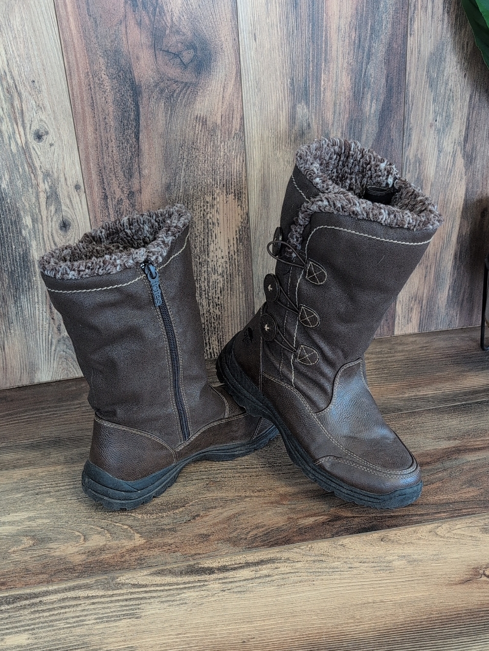 totes Celina Brown Faux-Fur Lined Waterproof Winter Boots 8       F226